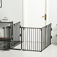 PAWHUT - PawHut Barrière de sécurité - parc enclos chien modulable pliable - porte verrouillable - 6 panneaux acier et PP - dim. 362,5L max. x 76H cm noir - vignette