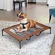 PAWHUT - Lit sur pieds XXL pour chien chat lit de camp animal lit surélevé Oxford textilène micro-perforé dim. 122L x 92l x 23H cm marron clair - vignette
