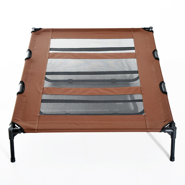 PAWHUT - Lit sur pieds XXL pour chien chat lit de camp animal lit surélevé Oxford textilène micro-perforé dim. 122L x 92l x 23H cm marron clair - large