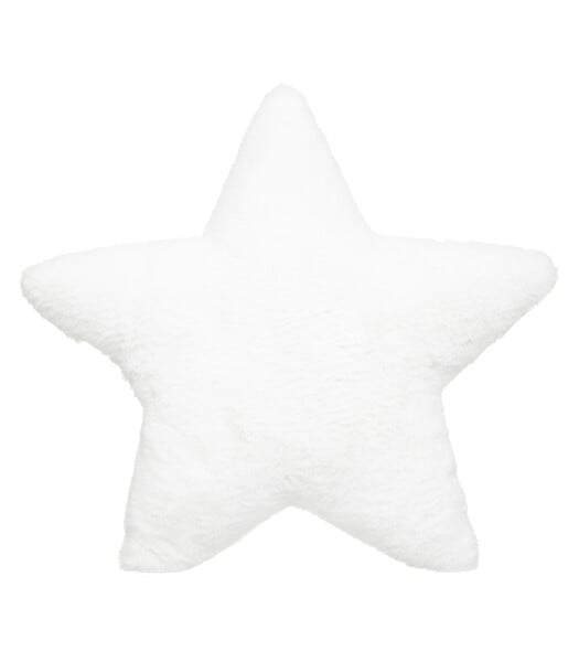 ATMOSPHERA - Coussin décoratif Étoile en Fourrure Blanche motif brodé 39 x 39 cm - large