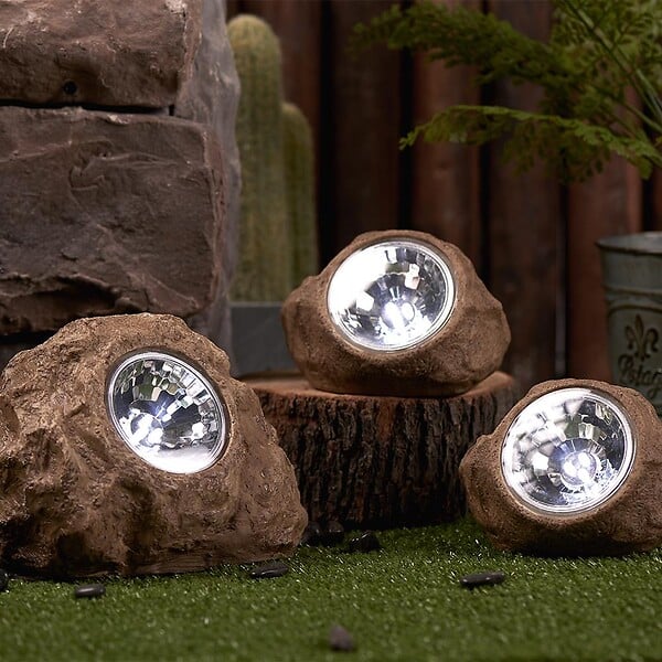 LUMISKY - 3 Rochers solaires ROCKY BROWN H14cm - large