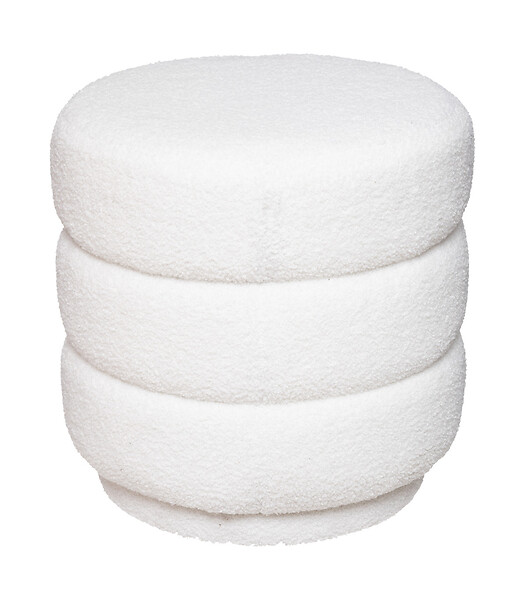 ATMOSPHERA - Pouf en Tissu bouclé Blanc D 40 x H 40 cm - large