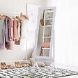 HOMCOM - Miroir à pied inclinaison réglable dim. 47L x 46l x 148H cm MDF blanc - vignette