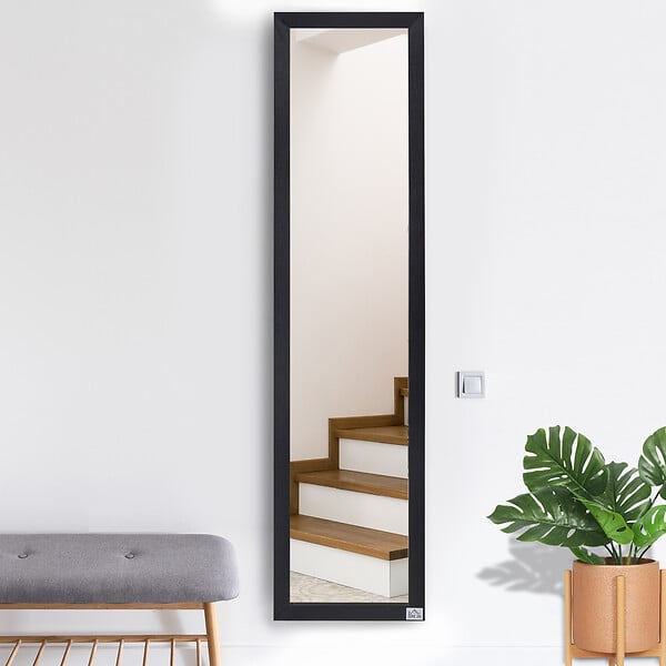 HOMCOM - Miroir sur pied et mural rectangulaire dim. 37L x 48l x 152H cm noir - large