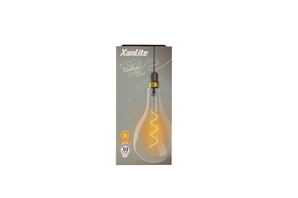 XANLITE - Ampoule LED déco grand format, culot E27, forme poire géante, puissance 4W, équivalent 30W, flux 323 lm, lumière blanc très chaud 1800 K, usage intérieur décoratif - large