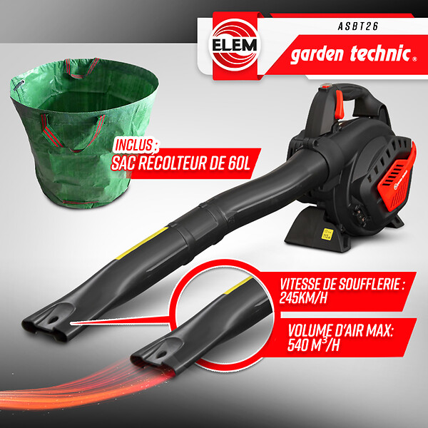 ELEM GARDEN TECHNIC - Aspirateur souffleur broyeur thermique 25.4CC - large
