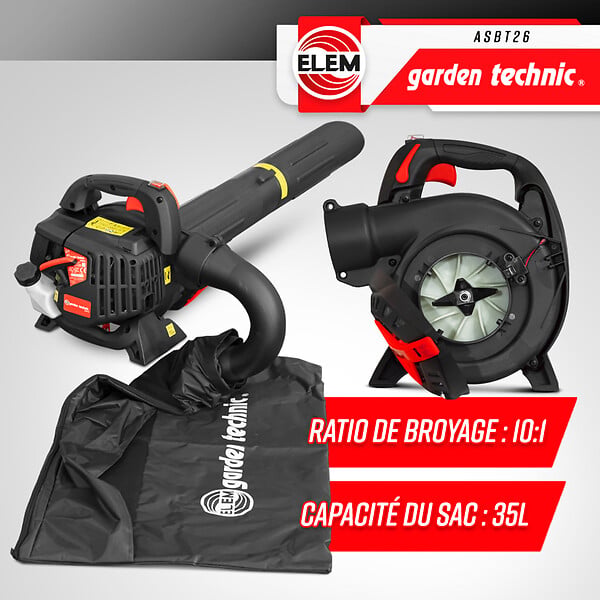 ELEM GARDEN TECHNIC - Aspirateur souffleur broyeur thermique 25.4CC - large