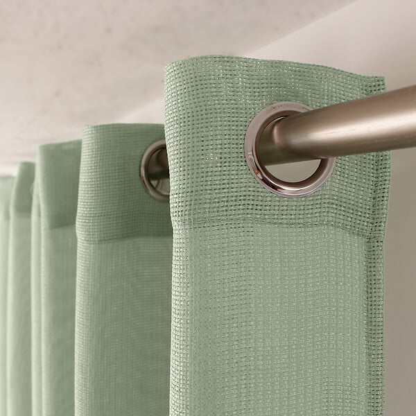 C MA DECO - Voilage uni ajouré avec 8 œillets - Vert céladon - H.240xL.140cm - large