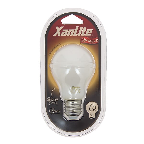 XANLITE - Ampoule Filament LED opaque, culot E27, forme A60, puissance équivalente 75W, flux 1055 lm, lumière blanc chaud 2700 K, usage intérieur - large