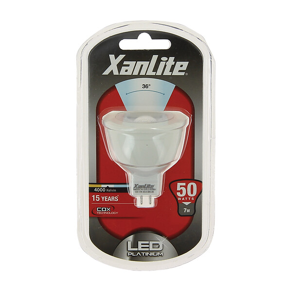 XANLITE - Ampoule SMD LED spot, culot GU5.3, puissance 7W, équivalent 50W, flux 620 lm, lumière blanc neutre, éclairage focalisé, usage intérieur - large