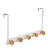 5 FIVE SIMPLY SMART - Patère de porte en Métal Blanc 5 Têtes en Bambou L 33 cm - vignette