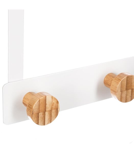 5 FIVE SIMPLY SMART - Patère de porte en Métal Blanc 3 Têtes en Bambou L 25 cm - large