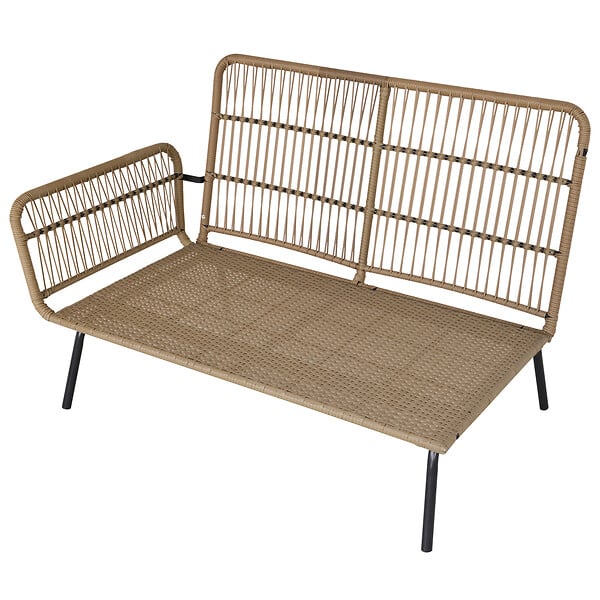 OUTSUNNY - Salon de jardin d'angle 4 pers. style colonial table basse coussins grand confort inclus résine tressée beige - large