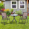OUTSUNNY - Ensemble de jardin 3 pièces 2 chaises inclinables multi-positions pliables + table ronde verre trempé métal époxy textilène chocolat - vignette
