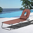 OUTSUNNY - Bain de soleil pliable transat inclinable 4 positions chaise longue de lecture 3 coussins fournis marron - vignette