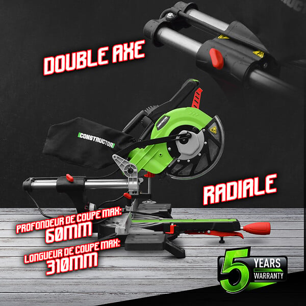 CONSTRUCTOR - Scie onglets radiale 1800w-210mmavec laser et double inclinaison - large