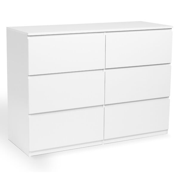 ID MARKET - Commode 6 tiroirs TOMI 110 cm bois blanc - large