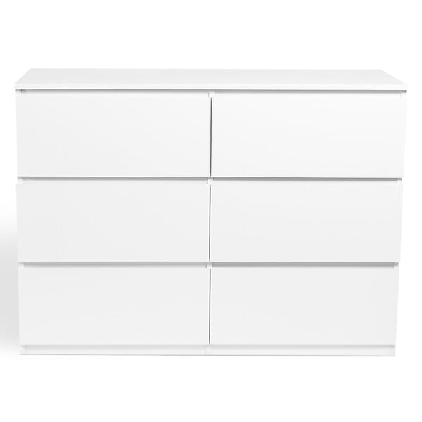 ID MARKET - Commode 6 tiroirs TOMI 110 cm bois blanc - large