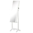 HOMCOM - Armoire à bijoux avec miroir à pied multi-rangement inclinaison réglable serrure dim. 46L x 36,5l x 151,5H cm MDF blanc - vignette