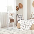 HOMCOM - Armoire à bijoux avec miroir à pied multi-rangement inclinaison réglable serrure dim. 46L x 36,5l x 151,5H cm MDF blanc - vignette
