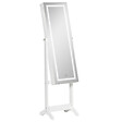 HOMCOM - Armoire à bijoux sur pied multi-rangement avec miroir LED MDF blanc - vignette