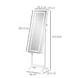 HOMCOM - Armoire à bijoux sur pied multi-rangement avec miroir LED MDF blanc - vignette
