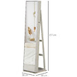 HOMCOM - HOMCOM Armoire à bijoux avec miroir sur pied multi-rangements éclairage LED blanc dim. 38L x 38l x H157 cm - vignette