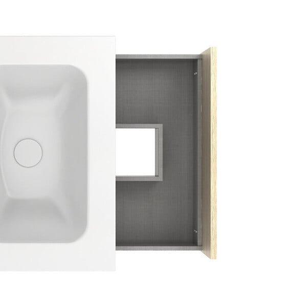 Amizuva - Meuble salle de bain simple vasque NARA largeur 60 - 80 cm chêne clair et blanc  Miroir non inclus - large