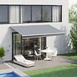 OUTSUNNY - Store banne manuel rétractable alu. polyester imperméabilisé haute densité 4 x 2,5 m gris - vignette