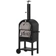 OUTSUNNY - Four à pizza extérieur au charbon de bois - barbecue sur roulettes - four à bois - pierre réfractaire - cheminée, jauge température - acier au carbone noir gris - vignette
