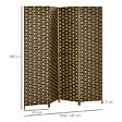 HOMCOM - Paravent intérieur 4 panneaux pliables séparateur de pièce bois de peuplier fibres de papier tressée chocolat paille - vignette