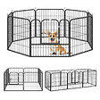 PAWHUT - Luxe parc enclos modulable pour chien 8 panneaux porte verrouillable acier époxy noir - vignette