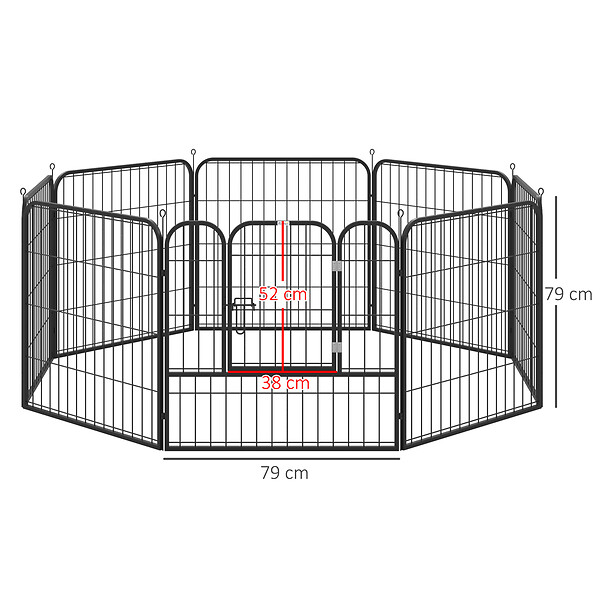 PAWHUT - Luxe parc enclos modulable pour chien 8 panneaux porte verrouillable acier époxy noir - large