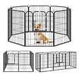 PAWHUT - Luxe parc enclos modulable pour chien 8 panneaux porte verrouillable acier époxy noir - vignette