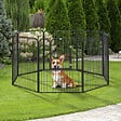 PAWHUT - Luxe parc enclos modulable pour chien 8 panneaux porte verrouillable acier époxy noir - vignette