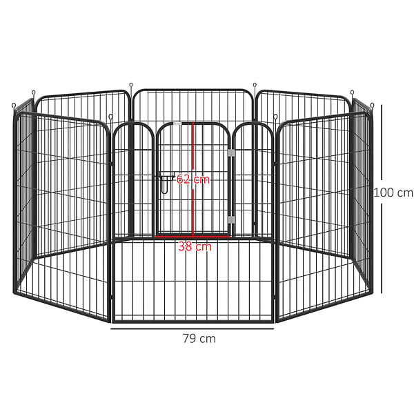 PAWHUT - Luxe parc enclos modulable pour chien 8 panneaux porte verrouillable acier époxy noir - large