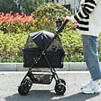 PAWHUT - Poussette buggy pliable chien chat panier rangement porte-gobelets tissu 300D Oxford imperméable 4 roues noir - vignette