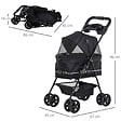 PAWHUT - Poussette buggy pliable chien chat panier rangement porte-gobelets tissu 300D Oxford imperméable 4 roues noir - vignette