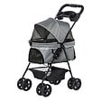 PAWHUT - Poussette buggy pliable chien chat panier rangement porte-gobelets tissu 300D Oxford imperméable 4 roues gris - vignette
