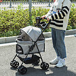 PAWHUT - Poussette buggy pliable chien chat panier rangement porte-gobelets tissu 300D Oxford imperméable 4 roues gris - vignette