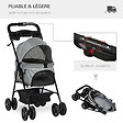 PAWHUT - Poussette buggy pliable chien chat panier rangement porte-gobelets tissu 300D Oxford imperméable 4 roues gris - vignette
