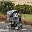 PAWHUT - Poussette buggy pliable chien chat panier et sac de rangement attaches sécurité housse réglable poignée réversible acier Oxford gris chiné noir - vignette