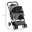 PAWHUT - Poussette buggy pliable chien chat panier et sac de rangement attaches sécurité housse réglable poignée réversible acier Oxford gris chiné noir - vignette