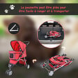 PAWHUT - Poussette buggy pour chien chat animaux roue avant pivotante 360 degrés rouge - vignette