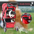 PAWHUT - Poussette buggy pour chien chat animaux roue avant pivotante 360 degrés rouge - vignette