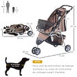 PAWHUT - Poussette buggy pour chien chat animaux roue avant pivotante 360 degrés marron - vignette