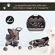 PAWHUT - Poussette buggy pour chien chat animaux roue avant pivotante 360 degrés marron - vignette