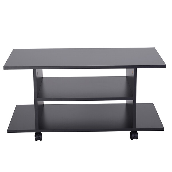 HOMCOM - Meuble tv bas table basse a roulettes en panneaux de particules noir - large