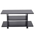 HOMCOM - Meuble tv bas table basse a roulettes en panneaux de particules noir - vignette