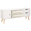 HOMCOM - Meuble TV banc TV style scandinave placard 2 niches 2 tiroirs passe-fils panneaux particules blanc bois pin - vignette